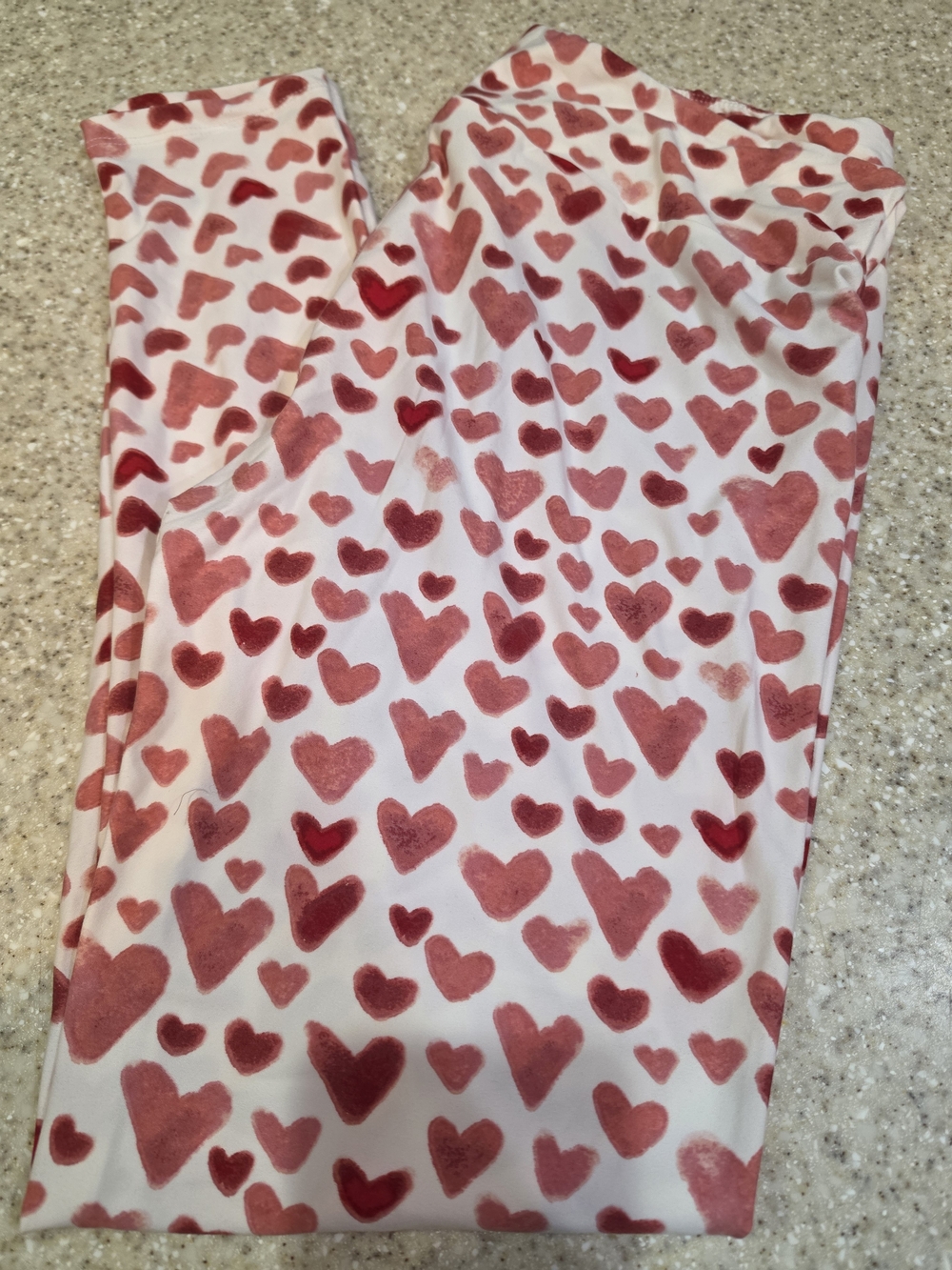 LuLaRoe Women's Pink Heart Print Leggings TC2